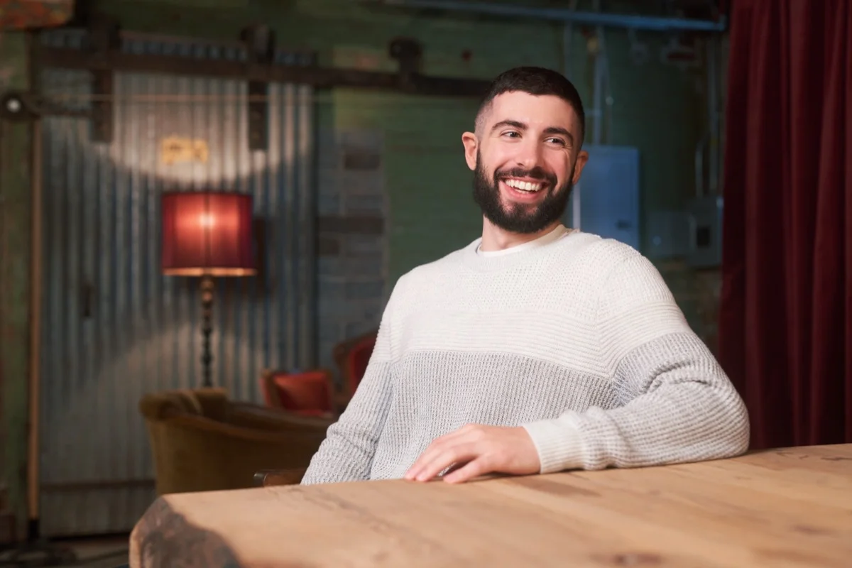 Branding portrait in studio building lounge area - Philadelphia branding photography
