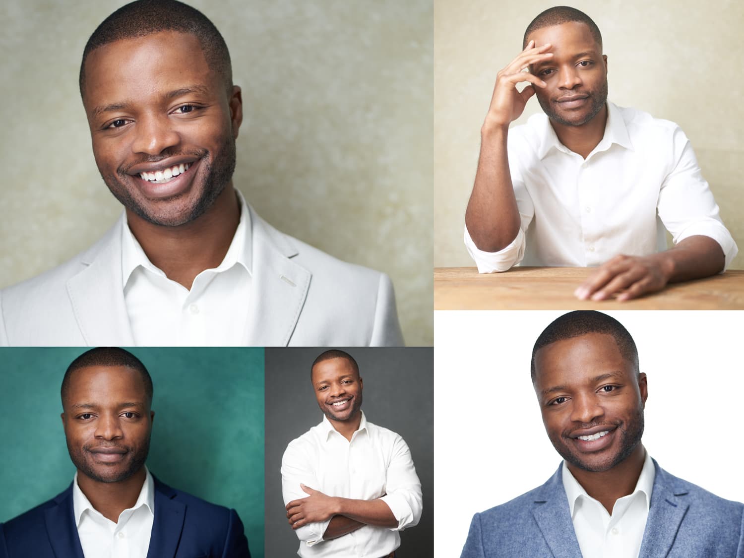 Business-Headshots-Collage Professional business headshot collection displaying natural poses and corporate portrait styles in studio setting